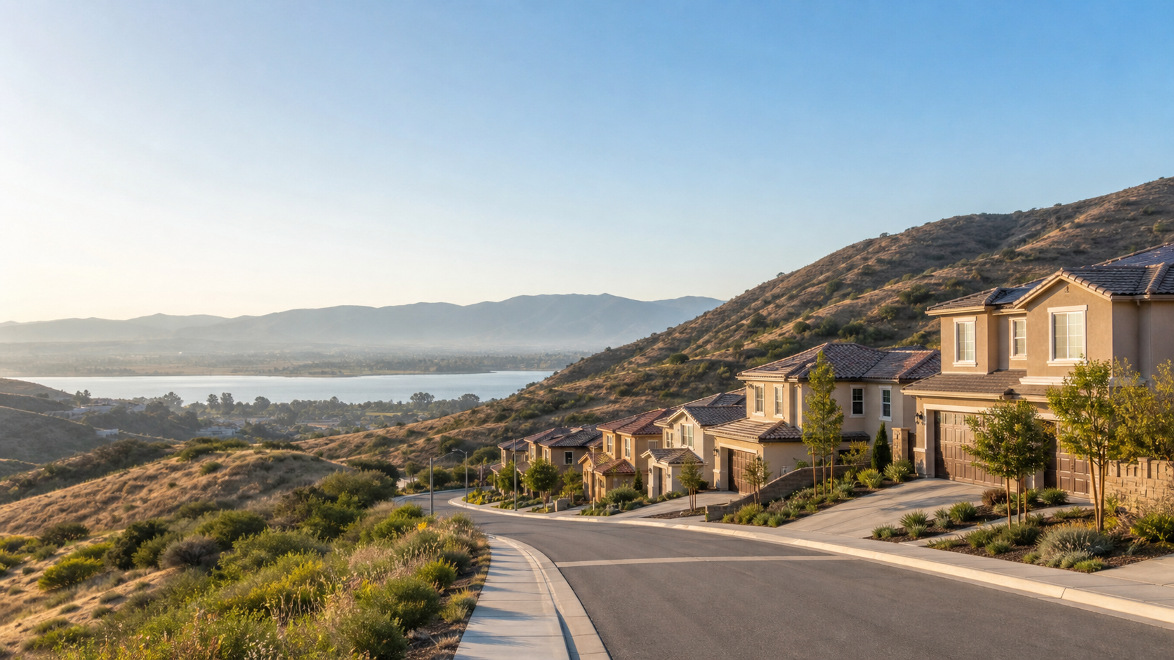 Newer homes and rolling hills near Alberhill in Lake Elsinore